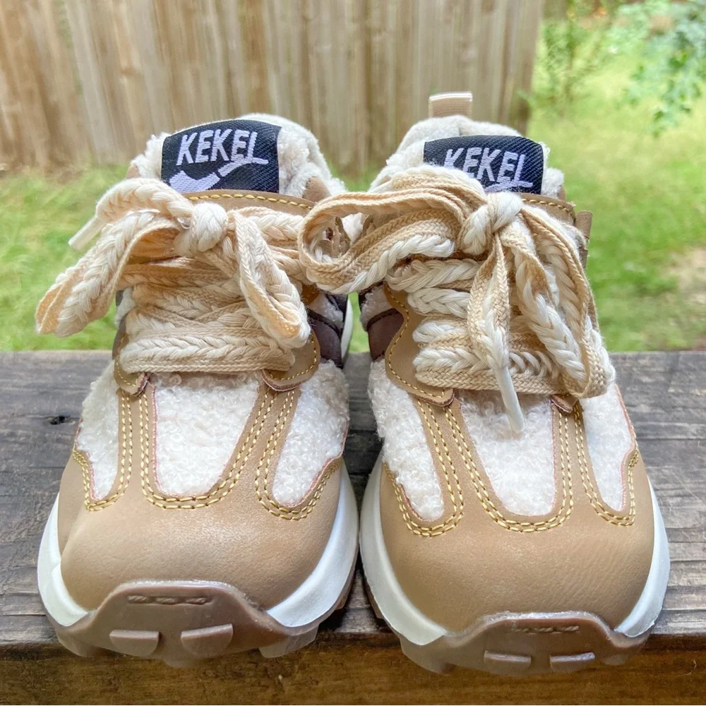 KEKEL Kids SOFT Leather Sports Sneakers Fur Lining Sz 12 Unisex Gender Neutral